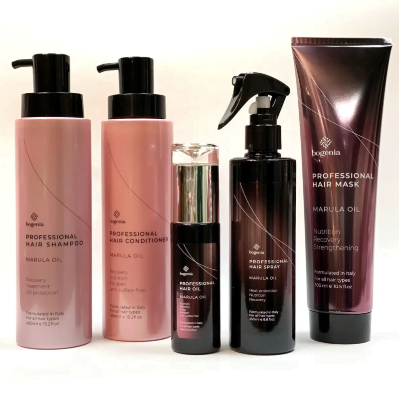 Набір засобів зі спреєм 12в1 для волосся з марулою Bogenia Professional Marula Oil