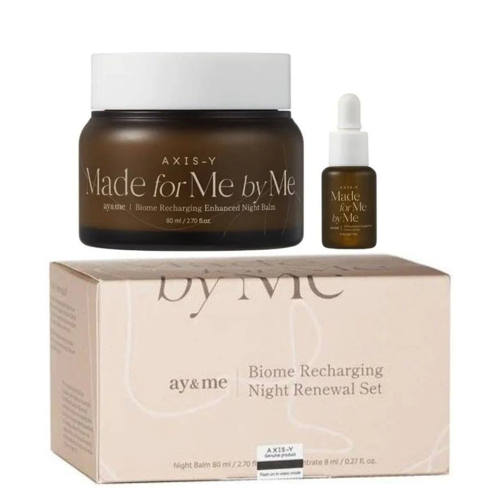 Набір для обличчя AXIS-Y ay me Biome Recharging Night Renewal Set (Recharging Enhanced Night Balm 80ml+ Panthenol Supporting Concentrate 8ml)