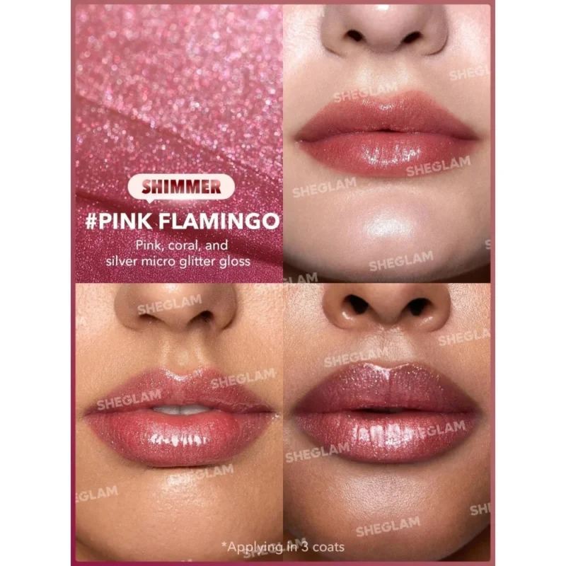 Блиск плампер для губ з шиммером Sheglam  Pink Flamingo